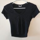 Bozzolo  black ribbed cropped top shirt size small Photo 0