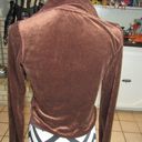 BCBG Maxazria Med Velour Track Jacket Brown Y2K Rhinestone Full Zip Photo 4