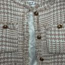 Houndstooth Beloved neutral pink fringe trim  tweed blazer size small Photo 6