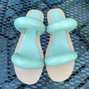 Pilcro Anthropologie NWOT  Mint Pistachio Double Puff Strap Flat Slide Sandal Women's US 8 SlipOn Puffy band padded Photo 2