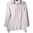 Zac and Rachel  Striped Collared Button Up Roll Tab Sleeves Top in Pink/White Photo 0