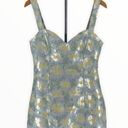 Lulus Lulu’s Blooming Love Light Blue Yellow Floral Jacquard Mini Dress size Medium Photo 3