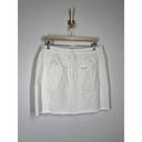 Good American  White Denim Mini Skirt 12/ 31 Exposed Full Zip Frayed Photo 1