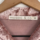 Mosaic & Co  Full Zip Pink Rose Velvet Bomber Jacket Size Medium NWT Photo 7