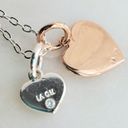 DOUBLE Heart necklace chain embossed "Love You" Gold and Silver Tone w/ CZ Photo 5