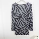 Natori  Grey Zebra Animal Print Cowl Neck Sweater Tunic Medium M Photo 3