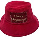 Gucci  New Red Corduroy Cotton “Orgasmique” Patch Bucket Hat Photo 0