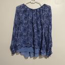 Majorelle  Blue Patterned Blouse with Tassel Tie Neckline Size Small Photo 3