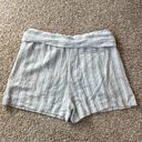 Vince Stripe Linen Foldover Shorts Ivory Navy Size 8 Photo 8