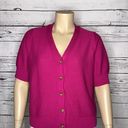 cj banks  NWT Size 1X Pink V-Neckline Short Sleeve Button Down Sweater Cardigan Photo 1