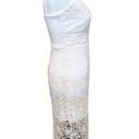 Blue Rain  Lace Sheath Midi Dress Sleeveless V Neck White Size S Bridal Wedding Photo 4