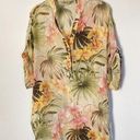 Tommy Bahama  Top Women Small Sheer Tropical Floral Print Popover Roll Tab Sleeve Photo 0