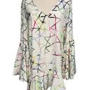 Alexis  Giovanna Flounce Bell Sleeve 100% silk Geometric Mini Dress size L 8-10 Photo 10