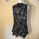 Hinge  Black Blue Sleeveless Floral Blouse Small Photo 3