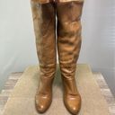 Frye Vintage  Boots Womens 5.5 Crissie Tall Brown Leather Mid Heel Block Zip USA Photo 5