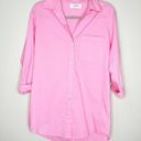 l*space L* Womens Tunic Top Button-Up Roll Tab Sleeve Collared Cotton Pink SM Photo 0