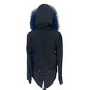 ma*rs Mr. & . Italy Patchwork Navy Raccoon Collar Parka Photo 9