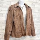 Chico's CHICO’S Light Brown Leather Perforated Jacket / Blazer, Chico’s Sz 1 (M / 8) Photo 3