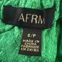 J.O.A. AFRM Women's Top Fem Green Satin Long Sleeve Crop Top Revolve Size Small Photo 6