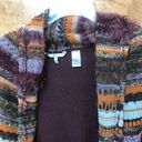BKE  Size Small Crochet Open Front Cardigan Sweater Combination Deep Burg… Photo 3