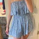 These Three Boutique Illa Illa Blue Floral Strapless Romper Jumpsuit Photo 0