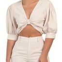 Young Fabulous and Broke YFB  Miranda Linen Blend Twist Front Crop Top Cream Size S Photo 0