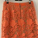 Alice + Olivia  Farrel Midi Pencil Skirt Coral & Nude Floral Lace Size 0 Lined Photo 9