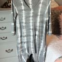 Gray Tie Dye Tunic Mini Dress Womens Small Mind Set V Neck Beach Swim Coverup Photo 2