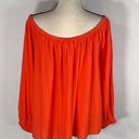 Treasure & Bond  Shirred Off the Shoulder Top Orange Women's Size Medium NWT Photo 4