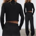 ZARA  Collared Black Polo Long Sleeve Crop Top Shirt Size XS Photo 2