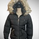 Topshop NWT $125  tie waist padded jacket with faux-fur hood in khaki sz 2 Photo 3