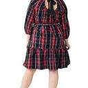 Draper James  RSVP Long Sleeve Tiered Bow Back Dress plaid tartan holiday SIZE XL Photo 1