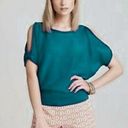 Trina Turk  Cold Shoulder Short Sleeve Sweater in Green Size Small Photo 1