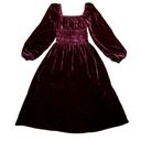 Hill House NWT  The Jasmine Nap in Burgundy Velvet Smocked Midi Dress XS Photo 1