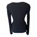 BCBGMAXAZRIA  Womens Audrey Black Long Sleeve Knit Peplum Top Solid Silk M Photo 5