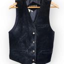 American Vintage Vintage Western Don't Stop Black Leather Button Down Vest M Photo 0