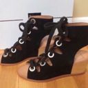 DV by Dolce Vit 'Lei' Black Suede Wedge Grommet Sandal Photo 1