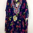 Rise & Bloom Embellished Neckline Floral Kimono Sleeves Swim Cover Up Navy M Size M Photo 0