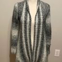 Tommy Bahama  Open Front Cardigan Gray White Cable Knit Style Pockets Oversized Photo 1