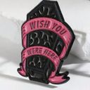 Wish NWT ‘ You Were Here’ Black and Pink Coffin Enamel Lapel Pin, Super Cute! Photo 1