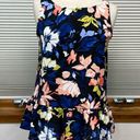 Parker Adyson  NWT Black Blue Floral Sleeveless Peplum Top Size Small Photo 0