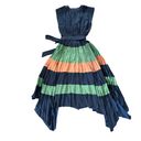 Ulla Johnson  Maysha Striped Pleated Handkerchief Dress Midnight Photo 4