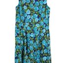 Talbots  Blue Green Floral Button Down Fit & Flare Pleated Midi Dress Size 12 Photo 0