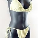 SheIn  Ruched Side Tie String Bikini Two Piece Set Swimsuit Yellow Medium Photo 7