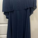 Halston Heritage  Dark Navy Pleated Cape Sleeve Georgette Gown Size 10 US $189 Photo 2