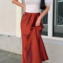 Boutique NWT Satiny Burgundy Maxi Skirt Photo 2