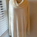 Ribbed Knit Sweater Turtleneck Cowl Tunic Cream size 2XL Photo 0