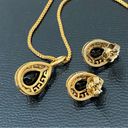 Onyx Vintage AVON Signed Key of Life Accent Black  Goldtone Necklace Earrings Set Photo 7