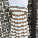 Xxi Off Shoulder Mini Dress Taupe Beige Stripe Knit Coverup Womens Small Photo 0