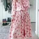 Alexis  Tilia Off the Shoulder Floral Print Tiered Midi Dress Tassel Tie Pink Photo 2